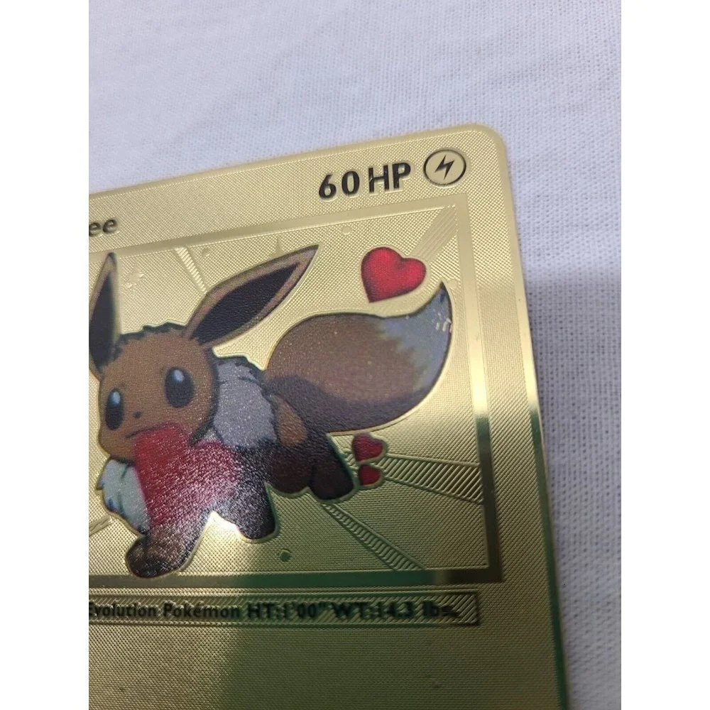 Eevee I Choose You Love Heart Valentine Gold Metal Card- Lot Of 3 FLAWED - Picture 6 of 10